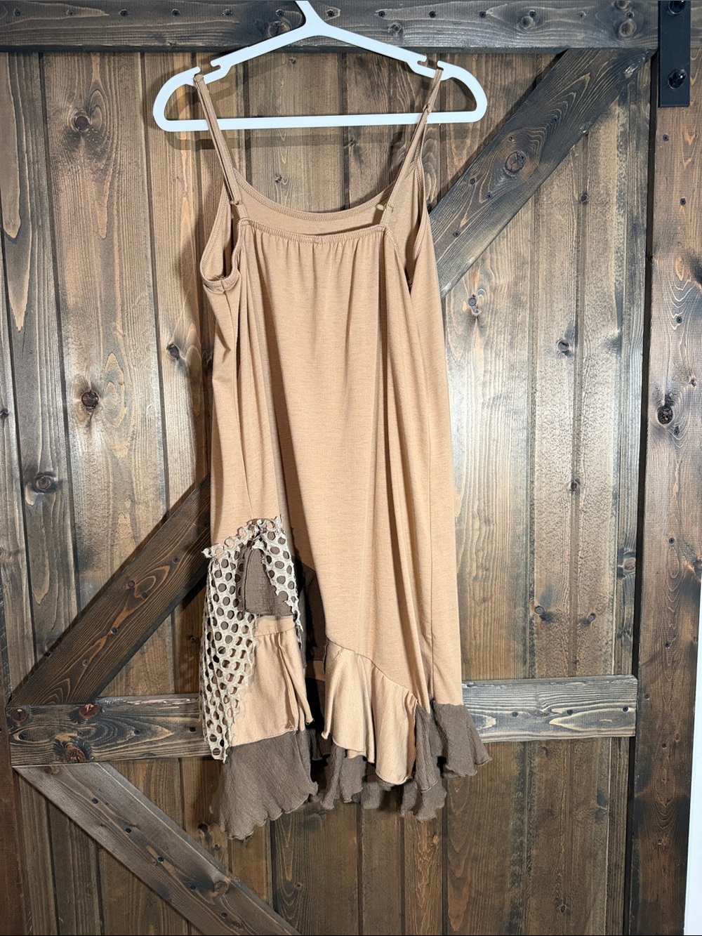 Pretty Angel Tan Spaghetti Strap Ruffle Mini Dress - Picture 5 of 6